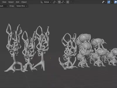 Some Aliens Bio Trees Animals Low-poly 3D model