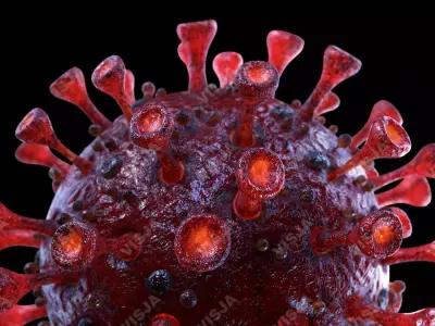Coronavirus SARS-CoV-2 - Red - SCENE Low-poly 3D model