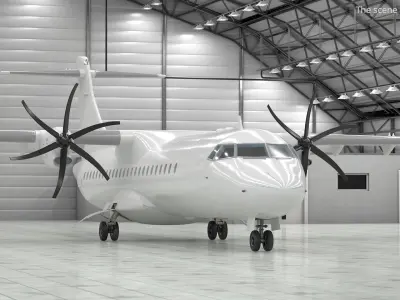  Civil Passenger Plane with Dual Propellers White Rigged for Maya 