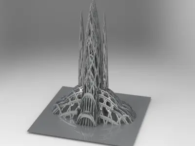 Brutalist weaved city tower 3D model