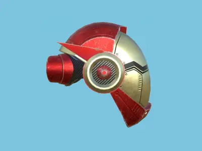 SciFi Helmet 04 - Red Gold Iron - Character Design Fashion Low-poly 3D model
