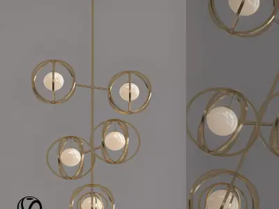 Gold metal pendant lamp 3D model purchase