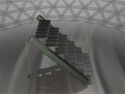 Sci-Fi Stairs - 15 - Green Version Low-poly 3D model