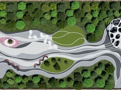 Modern City park 3D scene 3D model