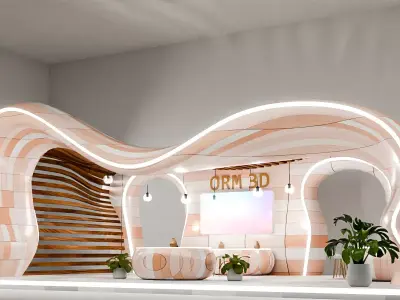 Modern Minimalistic Exhibition Booth Design Blender File 3D model