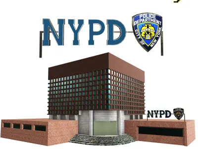NYPD Police Station Game Ready Low poly PBR 3D Model  Low-poly 3D model