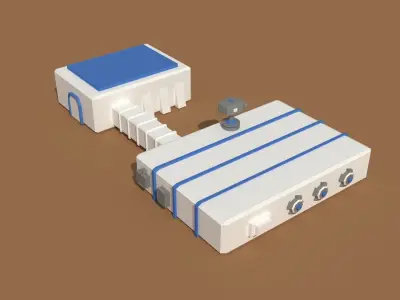 Low Poly Scifi Hangar 2 Low-poly 3D model