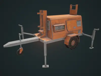 Generator - Light Generator - Orange Generator - Industrial Prop Low-poly 3D model