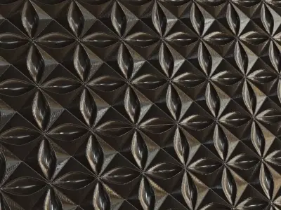 Classic Black and Gold Damask Ceramic Tiles PBR Seamless Texture