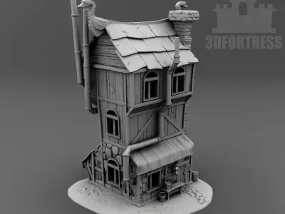 Cartoon building 3D print model