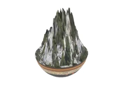 Mountain ceramic sculpture of Low-poly 3D model