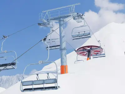 Modular Ski Lift Asset Pack Low-poly 3D model
