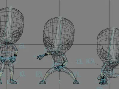 Rigged Cute Mini Spiderman Lowpoly Character Low-poly 3D model