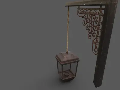 Old metal street lamp 3D model