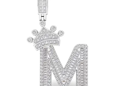 Crown Initial  M  Letter Pendant 3D print model