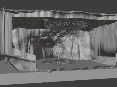 Dark cave with tree 3D model