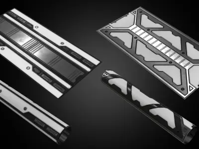 Sci-Fi Panels Low Poly  Low-poly 3D model