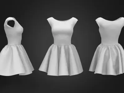 Retro Style Dress Low-poly 3D model