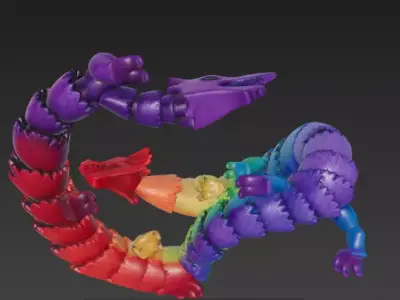 Rainbow Flexi Dragon in Motion - Display of Color 3D model