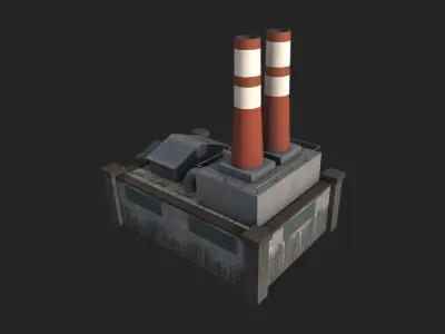 Old Abdoned Factory Low Poly Model Low-poly 3D Low-poly 3D model