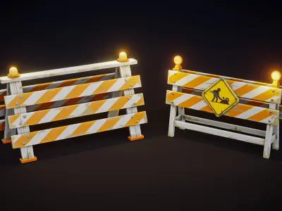 Construction Barricades - Stylized Pack Low-poly 3D model