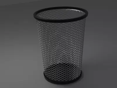 Metal Wire Paper Bin Trash Can Free 3D model