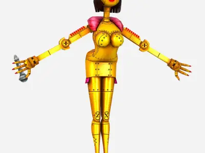 Golden Musical Robot Drone - Babe G1 Low-poly 3D model