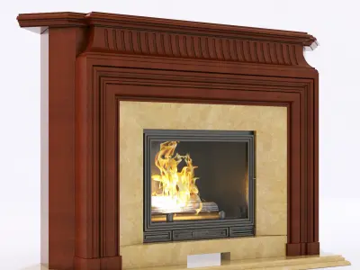  wood corner fireplace 3D model