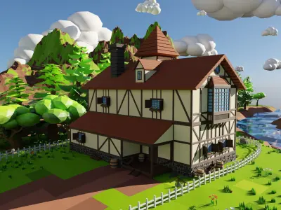 Isometric Small town 3D model