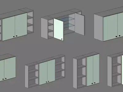 WC Wall Mirror Cabinet with Shelves 3D model