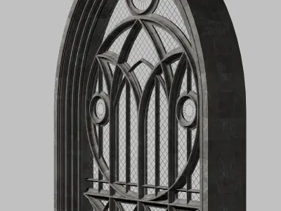 Fantasy gothic stained glass window 3D model