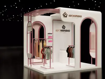 Small booth design 3D model 4m x 3m   3D model