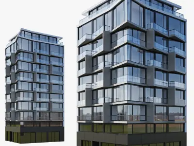 Modern residential building 6 3D model