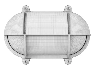 Oval Brass Bulkhead Wall Lamp 3D model