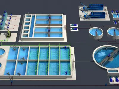 Water and Sewage Treatment Plants 3D model