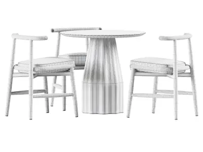 Burin Wooden Table D80 by Viccarbe and Chair Emilia by Meridiani 3D model