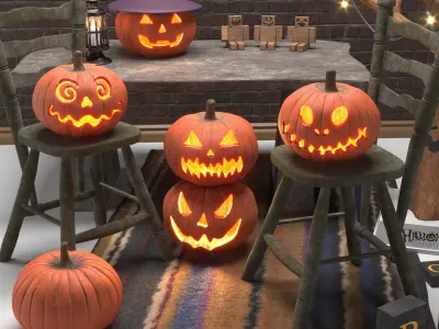 Decorative set halloween 3D model