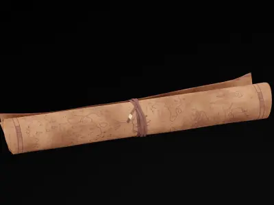 Old Rolled Treasure Map Low-poly 3D model