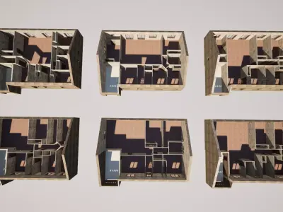 Abandoned Modular House  6 Interior Variants Realistic  Low-poly 3D model