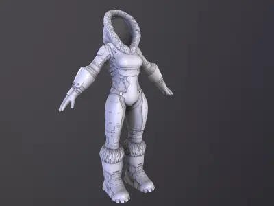 character battle armor Low-poly 3D model