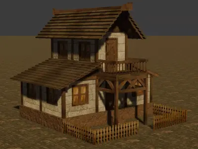 Medieval house ten 13 Low-poly 3D model
