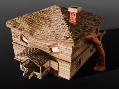 Wooden Monster House Low-poly 3D model