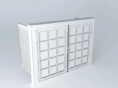 janelaedson wooden window with shutters Free 3D model