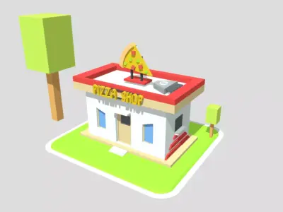 Pizza Shop 3D Low Poly 3D model