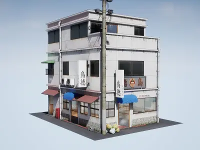 Japanese Izakaya Restaurant 2 - Interior and Exterior Low-poly 3D model