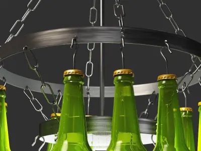 Chandelier made with green bottles 3D model