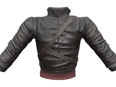 Combat Leather Jacke and Top Low-poly 3D model