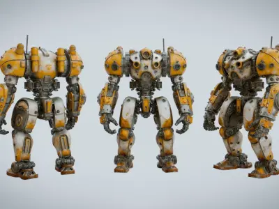 Desert Scout Robot Rigged and Animated Low-poly 3D model