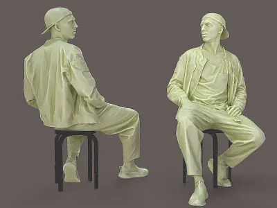 Urban Chill Boy in Casual Pose with Stylish Outfit 3D model