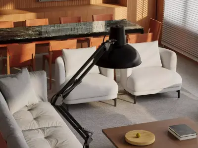 Industrial Living Interior scene 3D model